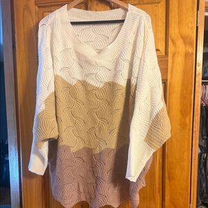 SHEIN Color Block Sweater - White, Tan, Brown